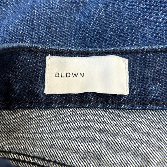 BLDWN Denim Mini Skirt Size 31/12 Andie Asymmetric Dark Wash Preppy Casual - Picture 5 of 7